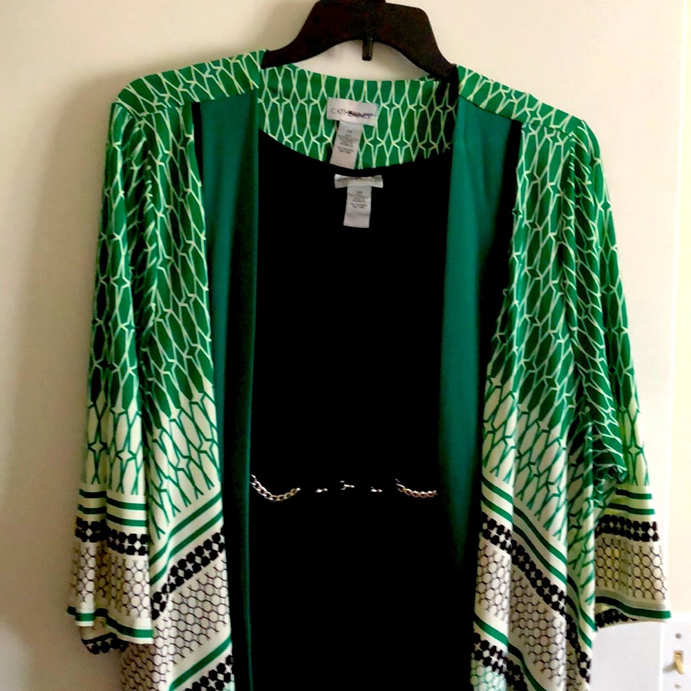 Green and Black dress very light size 2X